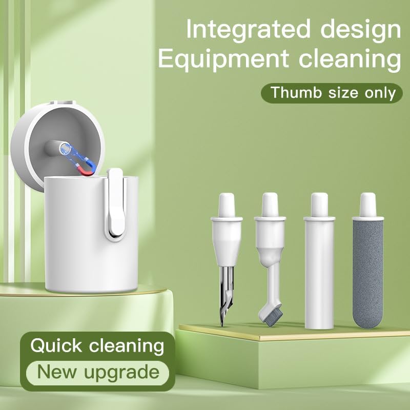 Image of Mini 5 in 1 Portable Multi-Function Earphone Cleaning Pen with Keychain and Soft Brush Flocking Sponge for Earphones Case Cleaning Tool Kit
