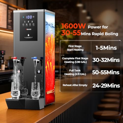 Image of Commercial Hot and Cold Water Dispenser, 60L(15.9Gal) /H Hot Water Boiler with Timer & Temp Settings, 1600W Electric Warm Drink Dispenser with 17L /4.5Gal Inner Tank for Cafe Office Countertop