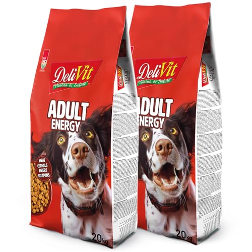 DeliVit Adult Energy – Crocchette per Cani Adulti Attivi 40 kg (2 confezioni da 20 Kg) | Alta Energia & Proteine | Made in Italy