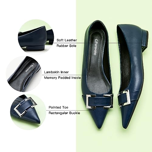 C.Paravano Women's Pointed Toe Flats | Ballet Shoes with Square Buckle | Comfortable Slip On Work Shoes | Dressy Flats for Office, Travel & Daily Wear4