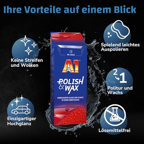 DR. WACK - A1 Polish & Wax 500 ml - Autopolitur & Autowachs in einem - Zuverlässige...