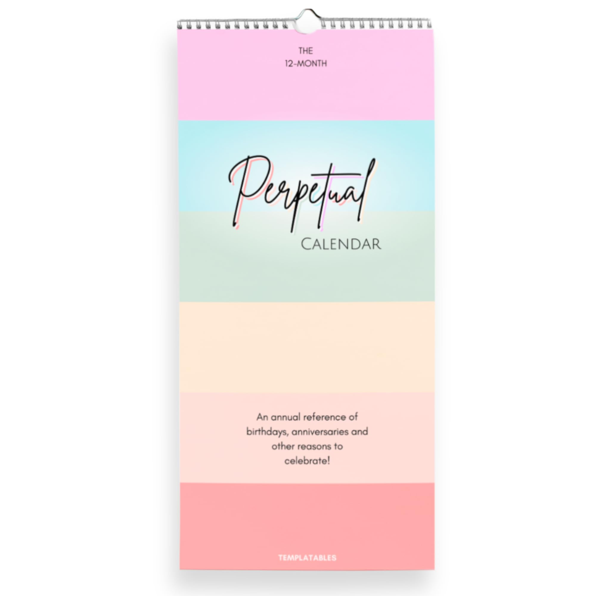 Perpetual Monthly Wall Calendar for Birthdays, Anniversaries & Special Dates | Wire-Bound with Premium 120gsm Paper - Perfect for Tracking Important Events & Celebrations | 6"x12" (Colorful)