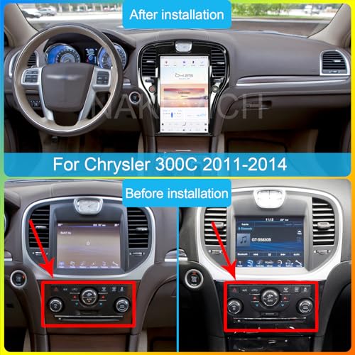 NAKEVICH 14.4 Inch Qualcomm Android 11 Car Radio for Chrysler 300C 300S 2011 2012 2013 2014 Stereo Upgrade Tesla Style IPS Touch Screen Android Auto GPS Navigation Head Unit Multimedia Player