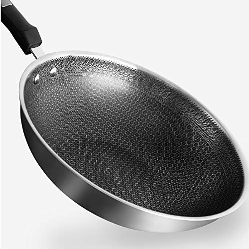 Wok de acero inoxidable 304 con textura panal y mango desmontable miniatura 7