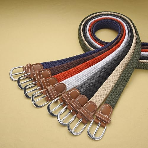 105cm Casual Knitted Pin Buckle Jeans Belt Woven Canvas Elastic Expandable Stretch Belts for Women Men Unisex Girdle2