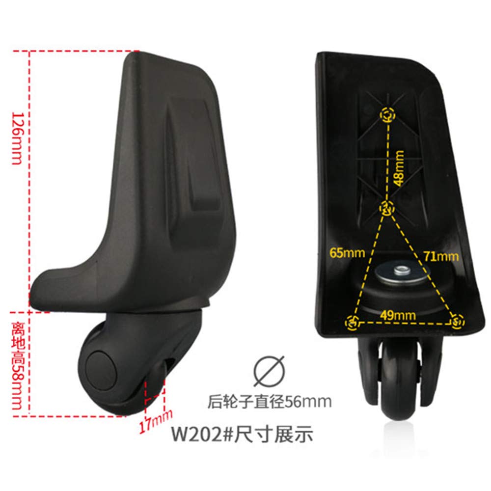 GH8 (DL-W202#) Mute Connected Spinner Wheels for Replacement Luggage Wheels Wear Silent Draw bar Box DIY (A Pair Back Wheel)