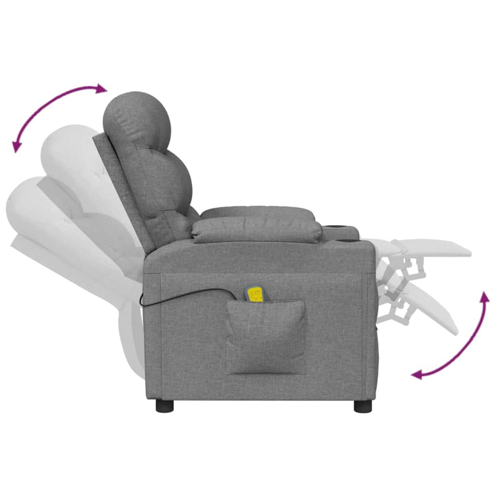 Festnight Sillón Reclinable con Reposapiés -Sillón de Masaje Reclinable-Butaca para salón - Máximo Relax y Confort - con Cómodo de Apertura Push Back - Gris Claro