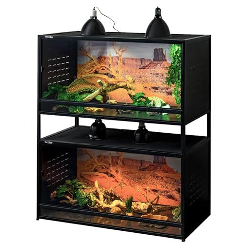PVC Reptile Enclosure 48'x24'x24' Space Efficient Reptile Terrarium 120 Gallon Large Tank for Bearded Dragon Lizard Snake, Wide Breeding Vivarium Area with Sliding Glass Doors Combination Lock