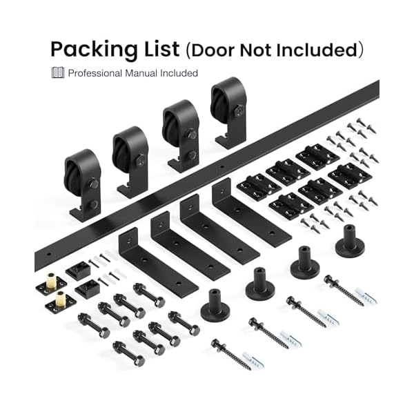SMARTSTANDARD 5.7ft/68 Bi-Folding Sliding Barn Door Hardware Kit, Bifold Barn Door Hardware Heavy Duty Sturdy Side Mounted for 4 Doors -Smoothly and Quietly-Easy to Install, Fit 64'' Door, No Doors - Image 4