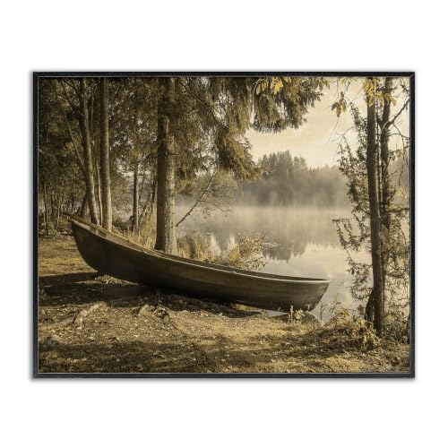 'Lakeside Canoe Forest Wilderness'| Framed Giclee Art