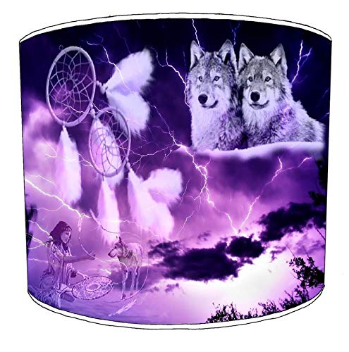 Native American Dream Catcher Wolf Lampshade for A Ceiling Light in 3 Sizes - Free Personalisation