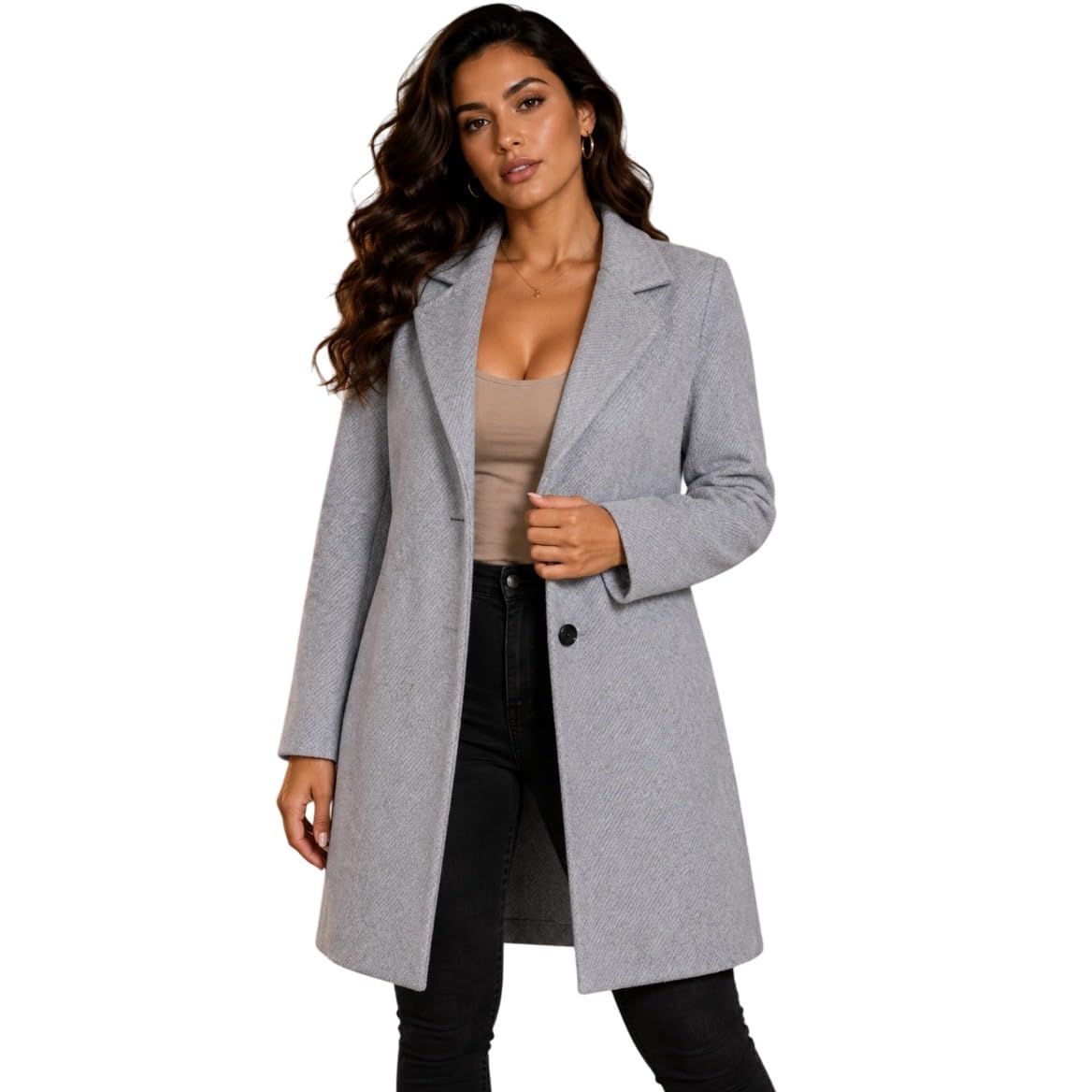 chandre Women's Long Formal Overcoat for Winter Office Wear, Woolen Coat-picture-14