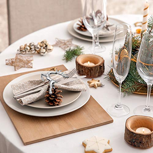 Christmas Napkin Rings Decoration 12 Pcs, Rhinestone Elk Snowflake Silver Napkin Rings Holders for Wedding Birthday Party Dinner Supplies