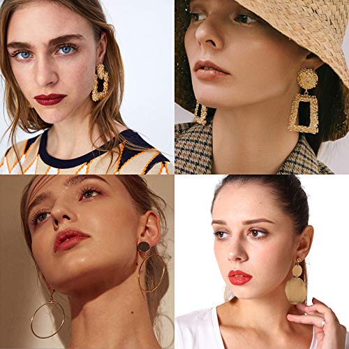 13 Pairs Statement Drop Dangle Earrings, Gold Stud Earrings for Women & Fashion Big Geometric Earrings, Hanging Earring Set Jewelry Gifts3
