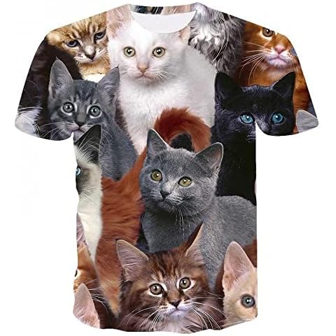 XKYDYF Unisex 3D T-Shirts Cool T-Shirt For Men And Women Two Cats Cartoon Cat Print 3D T Shirt Summer Short Sleeve T Shirts 100-6Xl Cover