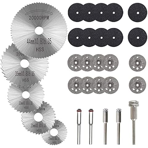 ZFYQ Mini Diamond Cutting Disc & Mini Circular Saw Blade HSS & Mini Resin Cutting Disc (3 mm Mandrel) for Cutting Wood Stone Metal - Pack of 30 Pieces Cover