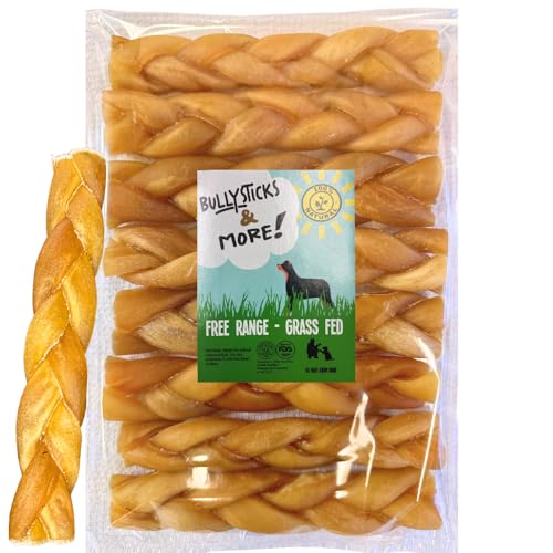 Image of BULLYSTICKS & MORE 6 Inch Beef Collagen Braids for Dogs (8 Count) - Bones for Dogs - Dog Parents Choice - No Hide Beef Cheek Rolls