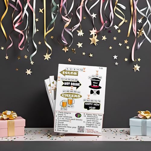 Image of Happy New Year Theme Tambola Tickets | Happy New Year 2026 Bingo Housie Theme Tickets (English) for Kitty Party & Themed Events with Family & Friends (Set of 15 Tickets)