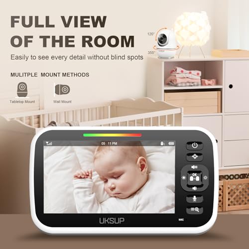 baby monitor with camera and audio- video baby monitor with 960ft long range remote pan-tilt-zoom night vision temperature sensor 2-way talk 8 lullabies 30-hour battery amp no wifi