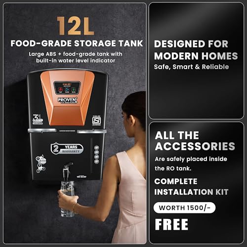 Image of Proven Jupiter RO Water Purifier for Home | RO+UF+UV+Zinc+Copper+Alkaline | 12L Storage | No Service Needed for 2 Years | TDS Adjuster | ISI Certified | Borewell & Hard Water Suitable
