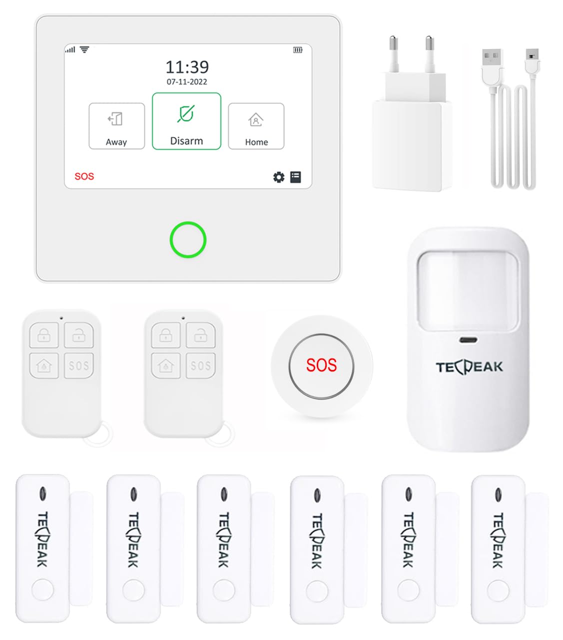 TECPEAK Sistema de Alarma doméstica inalámbrica, Kit de Alarma Soporte GSM/2G/3G/4G, Proporciona un Modo Altamente eficaz para Proteger tu hogar y Oficina