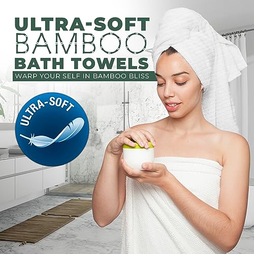 Towelogy Bamboo Extra Large Bath Towels (90x140cm, 1 Pack) - Highly Absorbent & Fast Drying Bath Sheets OEKO-TEX CERTIFIED (White, 1) - Image 4
