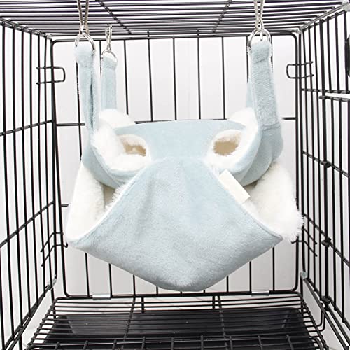 Perzoe Small Animal Hammock Hamster Hammock Plush Hanging Warm Bed Hamster Hideout Cage Accessories For Guinea Pig,Squirrels, Ferrets, Chinchillas Blue L #TOP2
