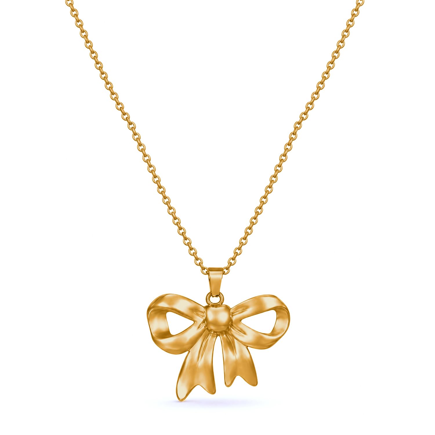 rubans Demifine Gold Plated Stainless Steel Bow shaped Pendant Chain Western Stylish Minimal Trendy Jewellery Gift for Women-picture-15