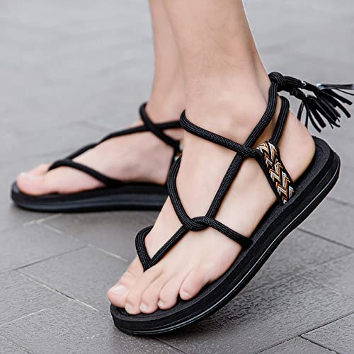 Wide Width Flat Sandals for Women 2025,Ladies Summer Gladiator Lace Up Strap Clip Toe Slip On Soft Memory Foam Sandal Comfy Beach Non-Slip Casual Shoes Stylish Footwear for Daily Wear2