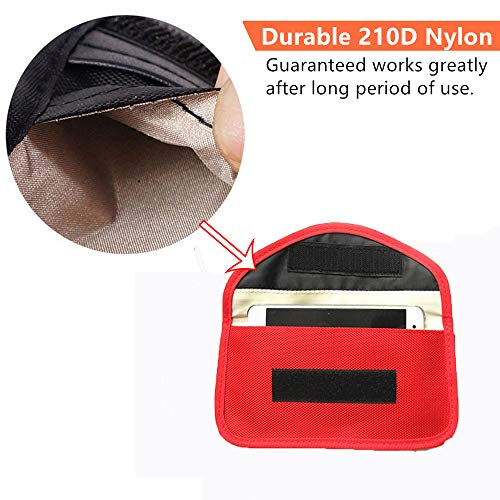 Image of Faraday Bag for Phones (2 Pack, Large) - RFID Blocking Pouch Cage Case, Key Fob Protector, Signal Blocking for Cell Phone Privacy Protection, Car Key FOB, RFID Card Protector (Red)