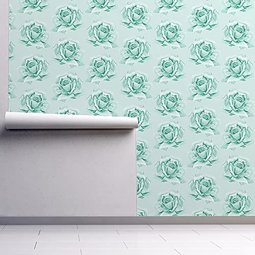 Papier peint fleurs de roses pastel intissé pour masquer imperfections mur