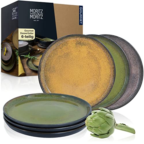 Moritz & Moritz Ensemble de 6 Assiettes a Dessert Vintage - Assiette à gâteau pour 6 personnes - Porcelaine lavable au lave-vaisselle et au micro-ondes
