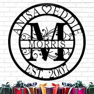 Custom metal signs split letter monogram wall decor last name family name sign metal wall art outdoorgarden logo anniversary wedding christmas gifts  urban country home decor