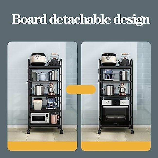 5-Tier Storage Rack Utility Cart Kitchen Trolley Rolling with Lockable Wheels for Narrow Place,Drink Trolleys Service Unit Vegetable (Color : Nero, Size 4-Tier (Nero 4)-I4RcUbv9