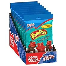 Ricolino Panditas Choco, Little Panda Gummy Bears Candy Pack, Strawberry Artificially Flavored with Chocolate Flavored Coating, Box of 8 Bags, Each Containing 8 Individually Wrapped 0.7 Ounce Large Gummies, Net Weight of 44.8 Ounces