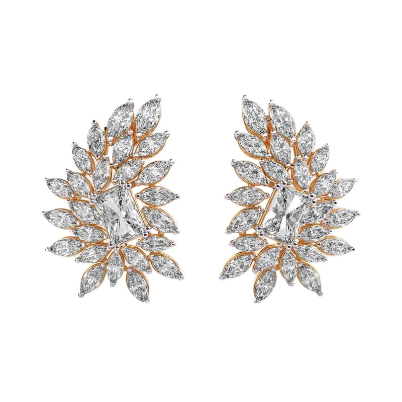 Boucles d'oreilles Princesse Royale argent plaqué or et pierres 3.54 ct marquise