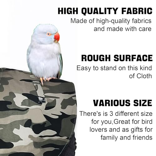 XQIGI Parrot Anti-Scratch Shoulder Poop Protector, Hang Bird Anklet Toys, Waterproof Pet Training Pad Diaper Protective Shawl for Parakeets Cockatiels Macaws Lovebirds Finches (Large,Grey)