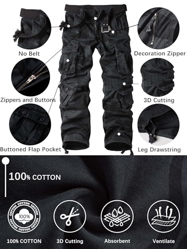 Men's Camo Cargo Work Pants Cotton Tactical Ripstop Casual Combat Pants with 8 Pockets - Image 6