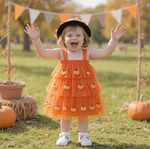 Noubeau Toddler Girl Halloween Dress Sleeveless Layered Tulle Tutu Dresses Cute Cake Smash Outfit3