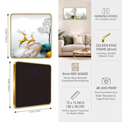 Image of RANDOM Premium Square Wall Painting Set of 2, 38 x 38 cm