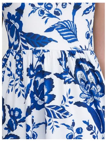 Floerns Girl's Floral Print Flounce Sleeve A Line Dress Vacation Long Dresses4