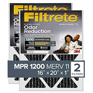 Filtrete Allergen Defense Odor Reduction HVAC Air Filter, Guaranteed Airflow up to 90 days, Activated Carbon Pores, MPR 1200, 16 x 20 x 1-Inches, 2-Pack