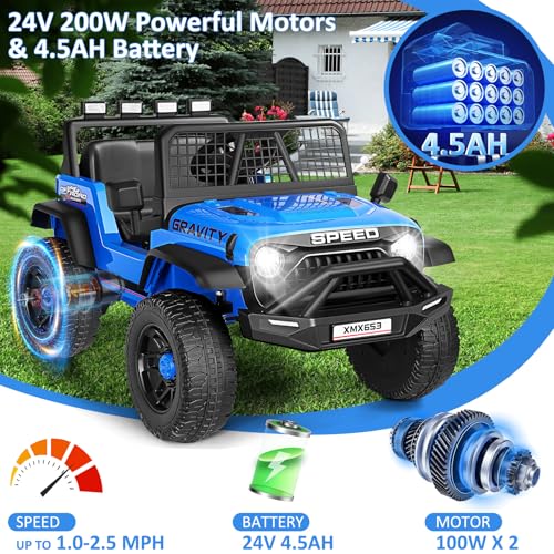 Hikole 24V Ride On Toys for Big Kids with Remote Control, 4WD 24V Power Wheels Car, 3 Speed, Bluetooth, Music, Soft Star - Additional View