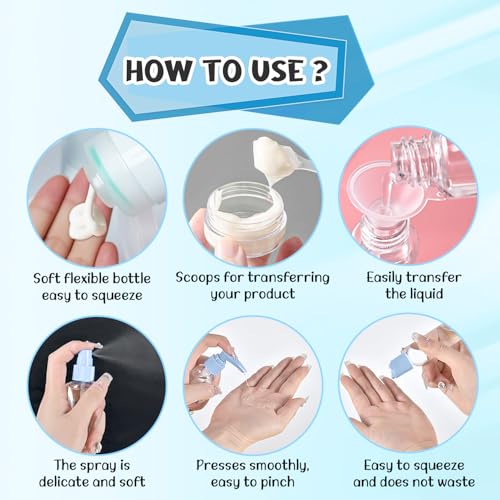 14 Pack 100ml Silicone Travel Bottles for Toiletries with Zipper Toiletry Bag Travel Size Toiletries Set TSA Approved Travel Accessories for Toiletries or Cosmetic, Holiday Travel Essentials - Image 6