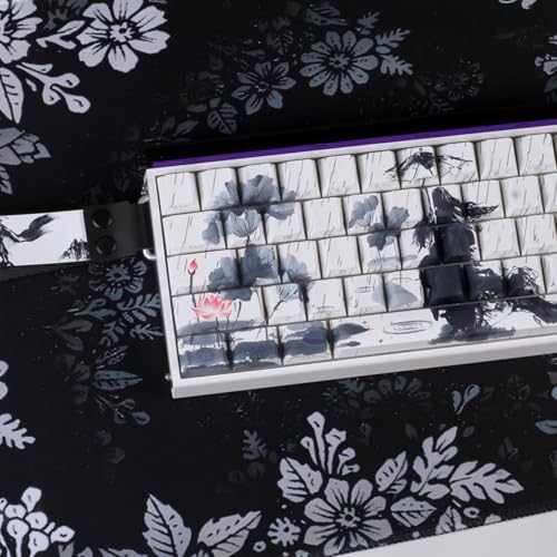Teclas de flores de lluvia con grabado lateral resistente al desgaste para teclados 60% y 68% 5