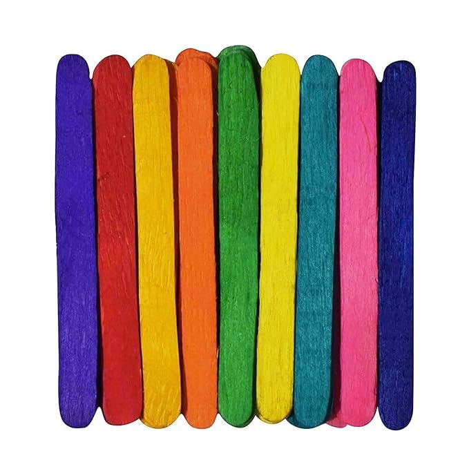 Wooden Ice-Cream Sticks colourfull 100 pcs for DIY Crafts Project Work, Popsicle Spoon Scrap Booking-image-18
