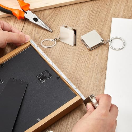 Image of Stainless Steel Measurement Tape Keychain - 33 Inches / 85 cm Mini Retractable Pocket Tape for Sewing, Tailoring, DIY & Travel Carrying Around Easily Tape