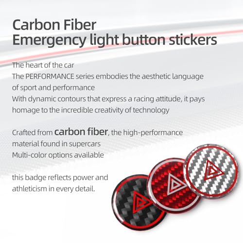 Image of BETTERHUMZ Car Interior Carbon Fiber Sticker Compatible with Tesla Model 3 2023-2020 Model Y 2024-2020 Roof Warning Button Trim Reading Light Cover Accessories (Red)