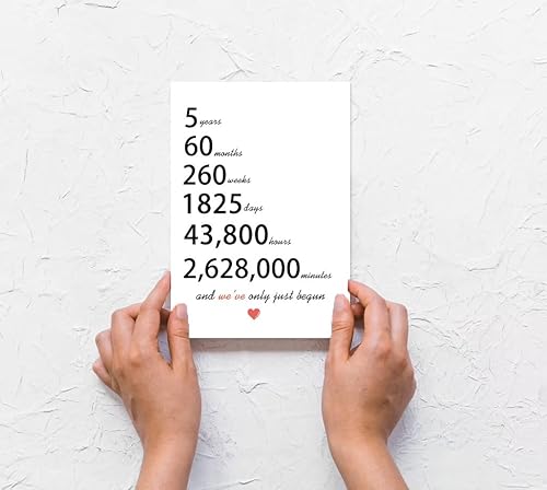 Miniatura 5 de XXDJLP Aniversario travieso de cinco años para novio y novia, divertido regalo de 5 años para casados para él y ella, tarjetas románticas de 5