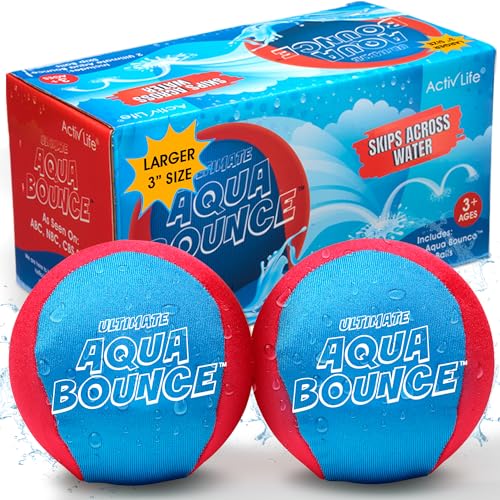 Activ Life Ultimate 2 Pack 3" Larger Water Skip Balls, Fun Swimming Pool & Beach Bouncing Toys for Kids, Teens, and Family, Great for Birthday Gifts, Red/Blue by Activ Life - Used condition - US$17.47